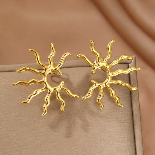 Sculpted Blazing Sun Steel Earrings