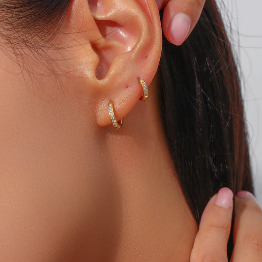 Abba’s Best Trendy Crystal Paved Huggie Hoop Earrings