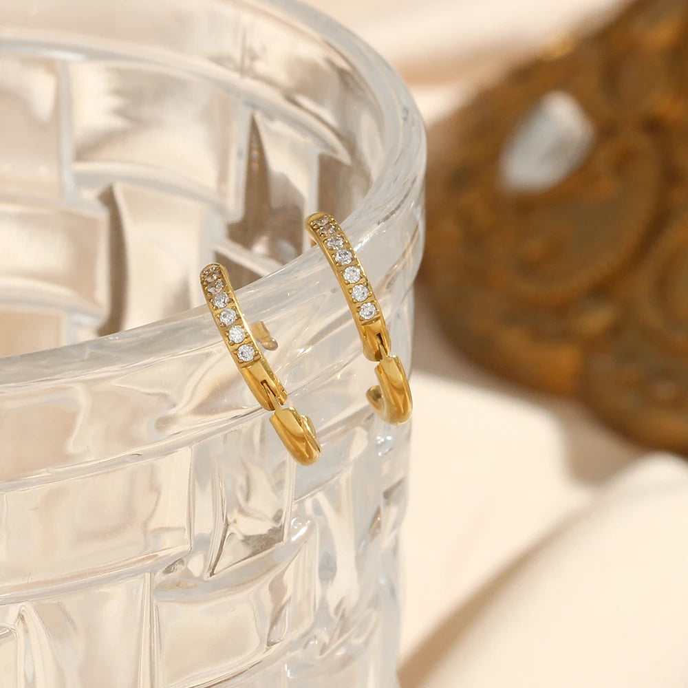 Abba’s Best Trendy Crystal Paved Huggie Hoop Earrings