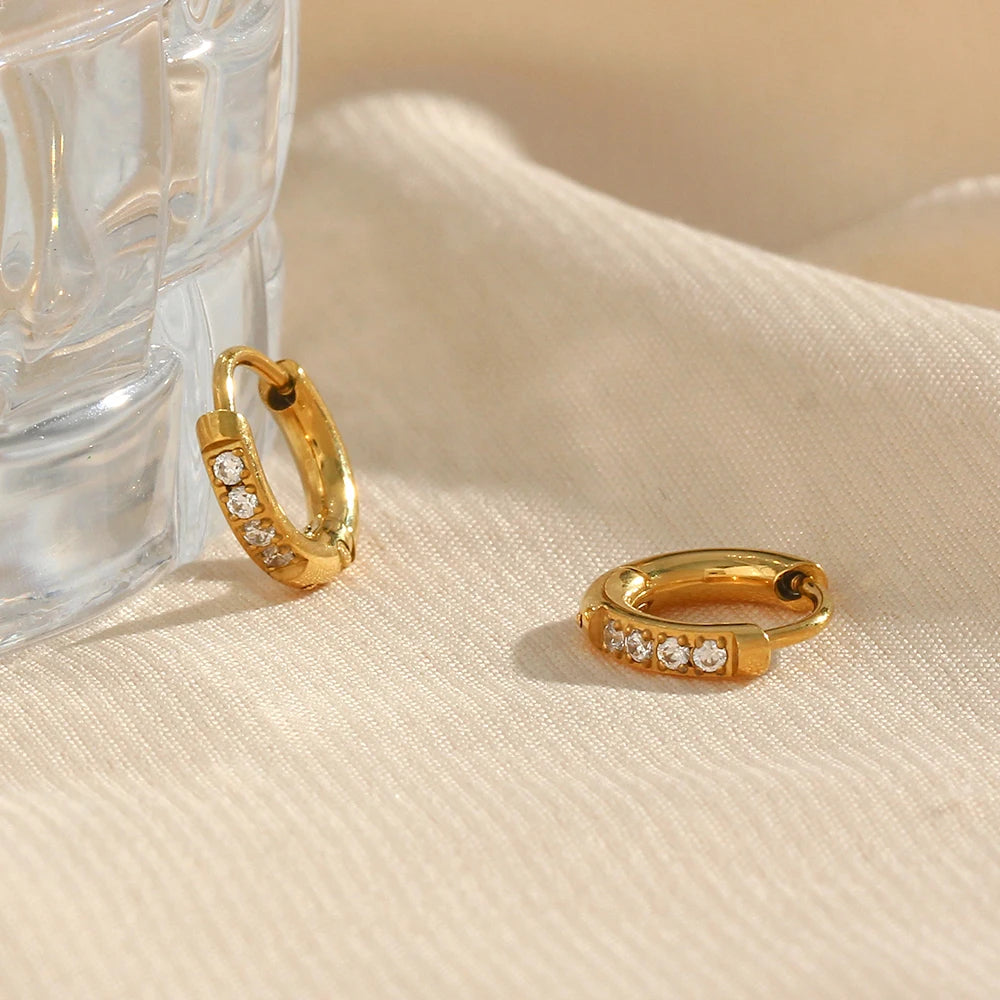 Abba’s Best Trendy Crystal Paved Huggie Hoop Earrings