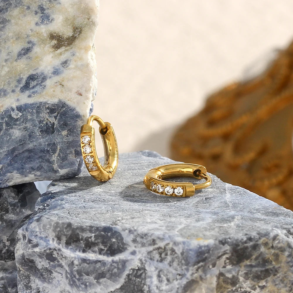 Abba’s Best Trendy Crystal Paved Huggie Hoop Earrings