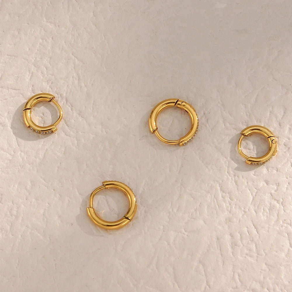 Abba’s Best Trendy Crystal Paved Huggie Hoop Earrings