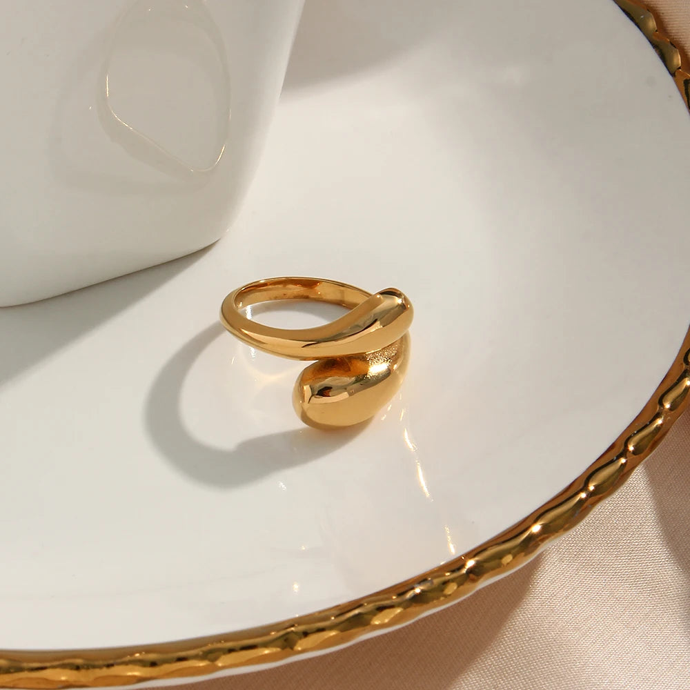 Abba’s Best Viper Luxe Adjustable Ring New Fine Polished Stainless Steel 18K Gold Plated