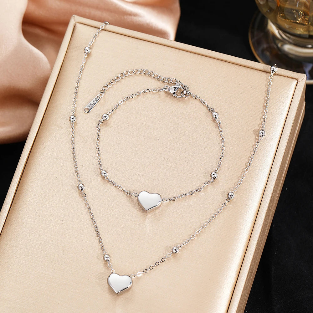 Modern Sculptural Heart Jewelry Set