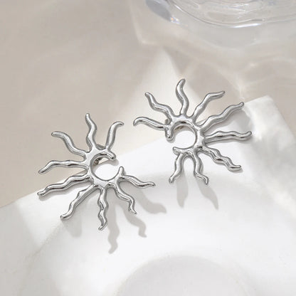 Sculpted Blazing Sun Steel Earrings