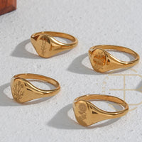 Tarnish-Free Botanical 18k Gold Signet