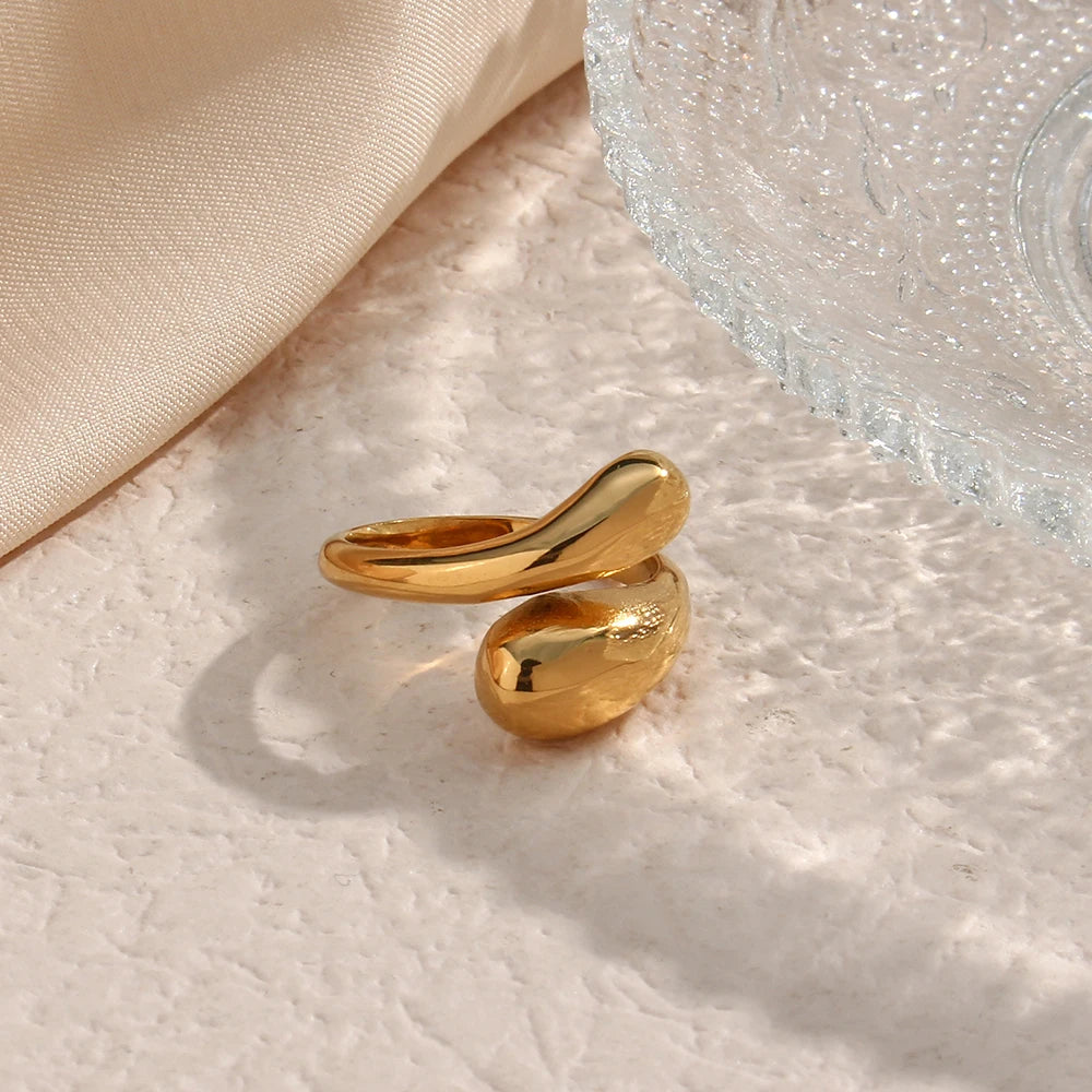 Abba’s Best Viper Luxe Adjustable Ring New Fine Polished Stainless Steel 18K Gold Plated