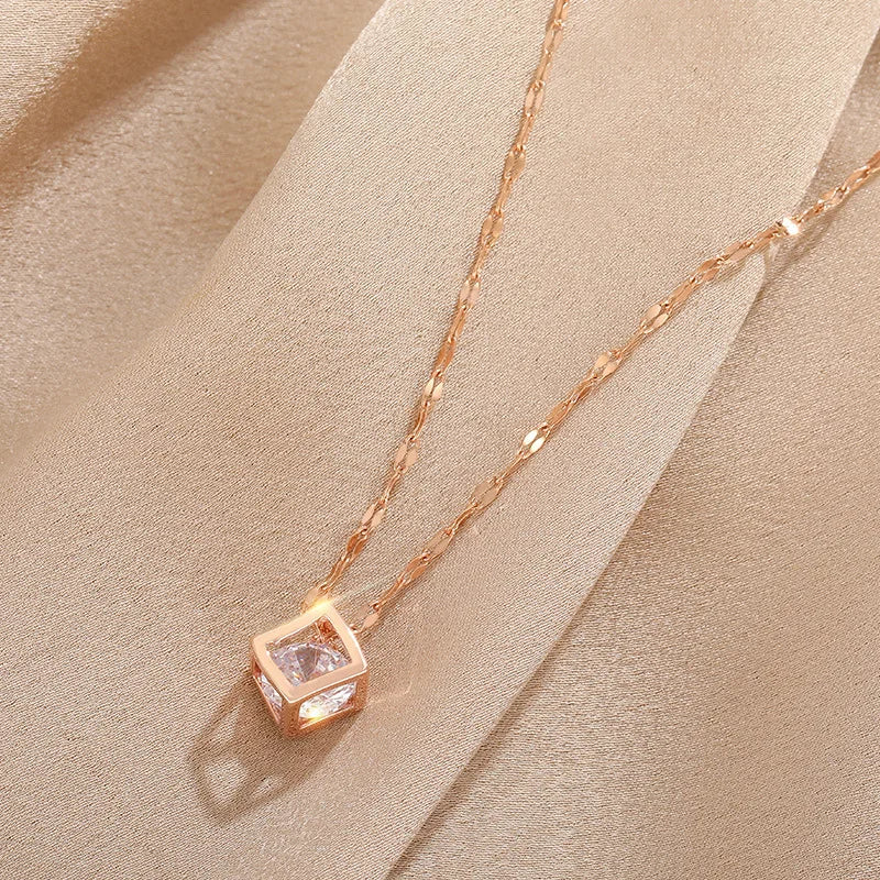 ✨ ABBA’S BEST Crystal Aura Square Pendant Necklace
