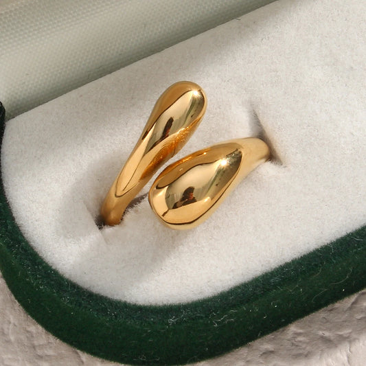 Abba’s Best Viper Luxe Adjustable Ring New Fine Polished Stainless Steel 18K Gold Plated