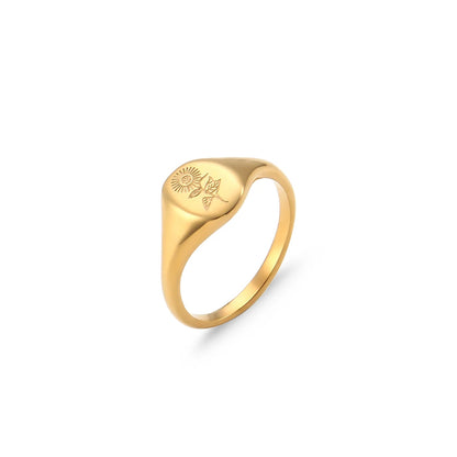 Tarnish-Free Botanical 18k Gold Signet