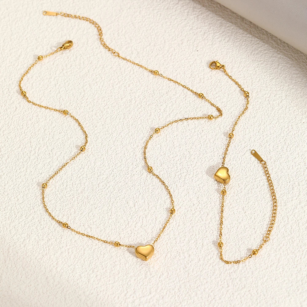 Modern Sculptural Heart Jewelry Set