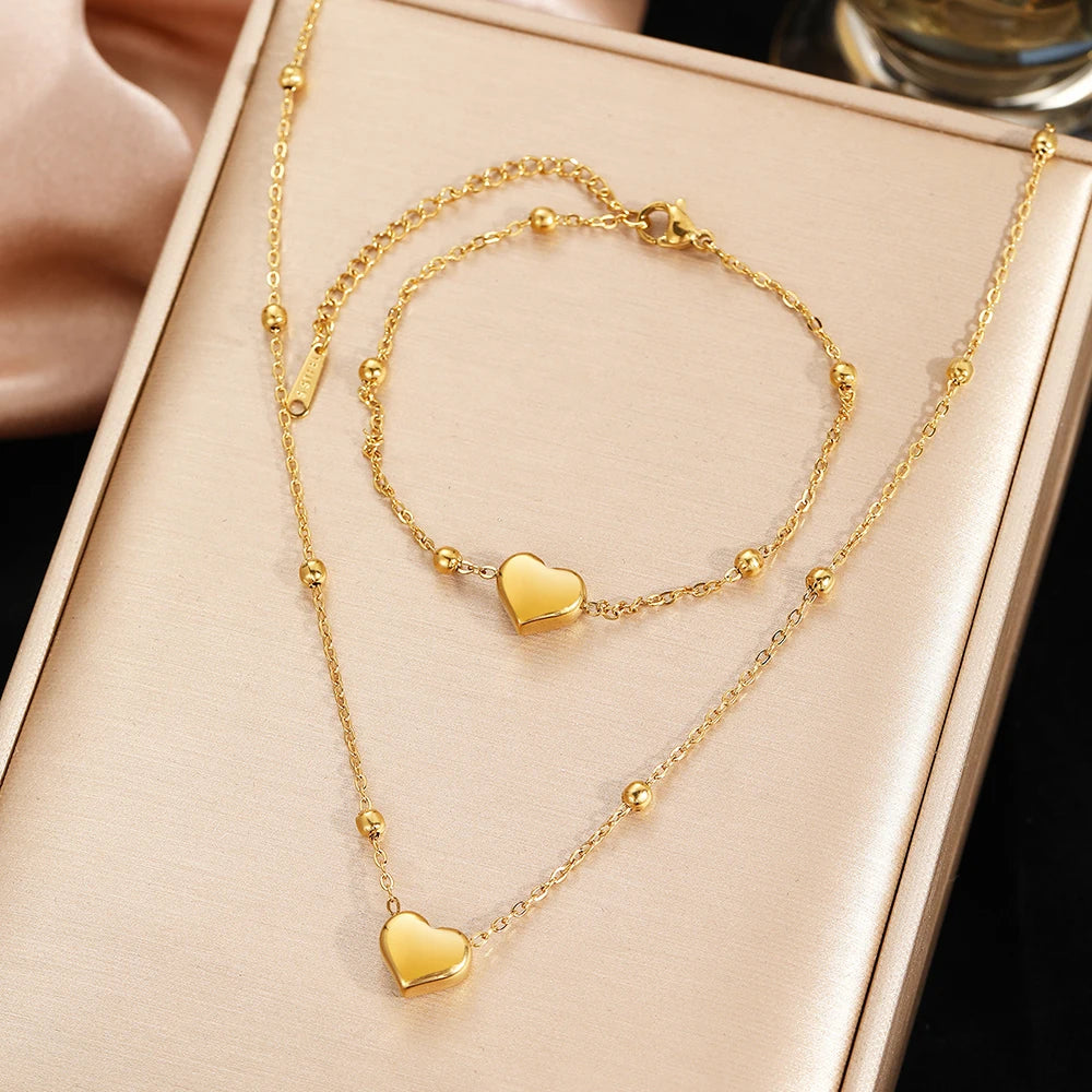 Modern Sculptural Heart Jewelry Set