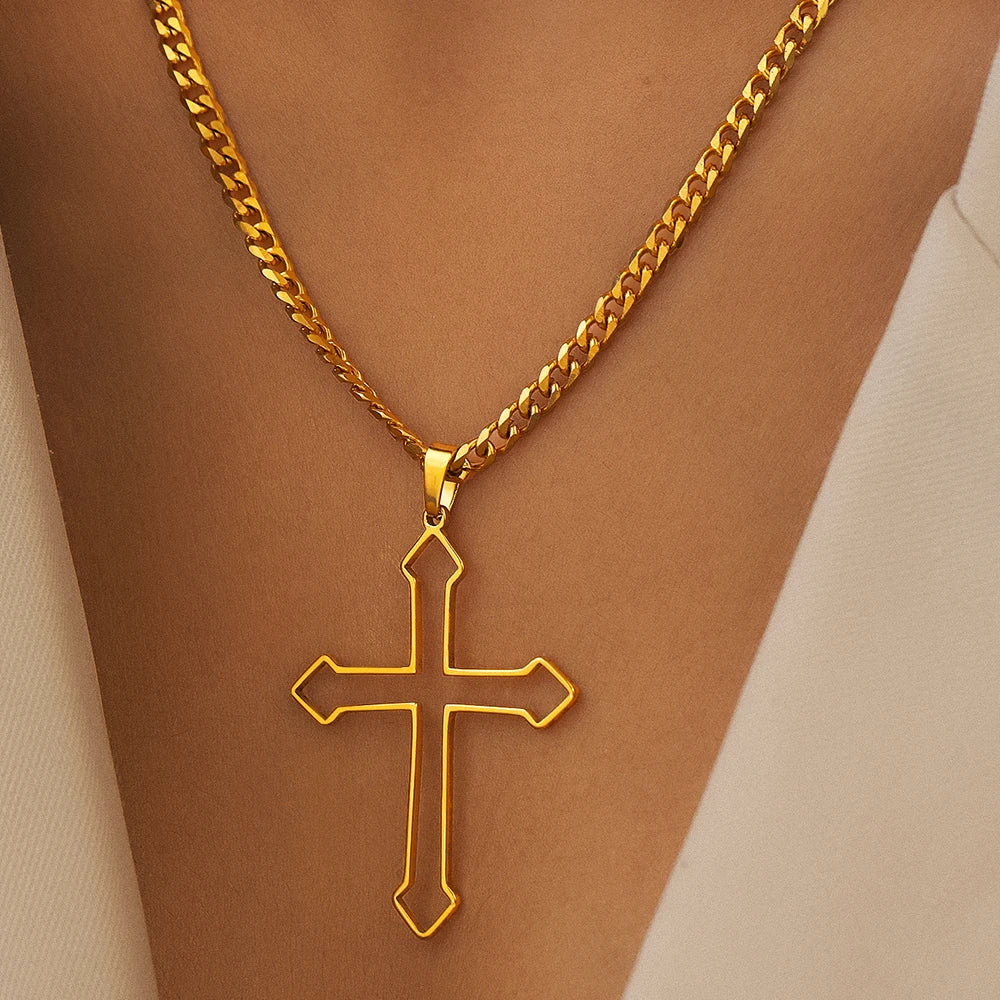 Modern Openwork Crucifix Necklace