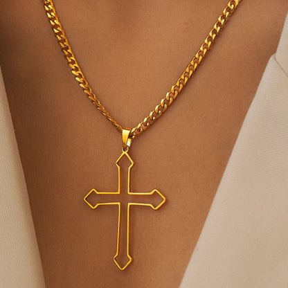 Modern Openwork Crucifix Necklace