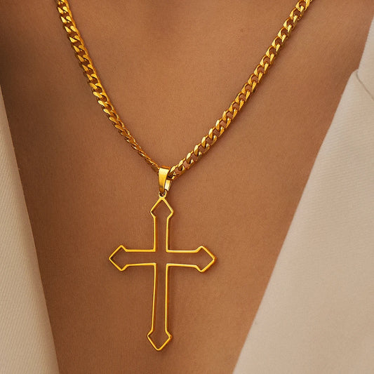 Modern Openwork Crucifix Necklace