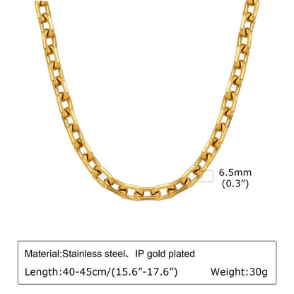Polished Gold Oval Link Necklace