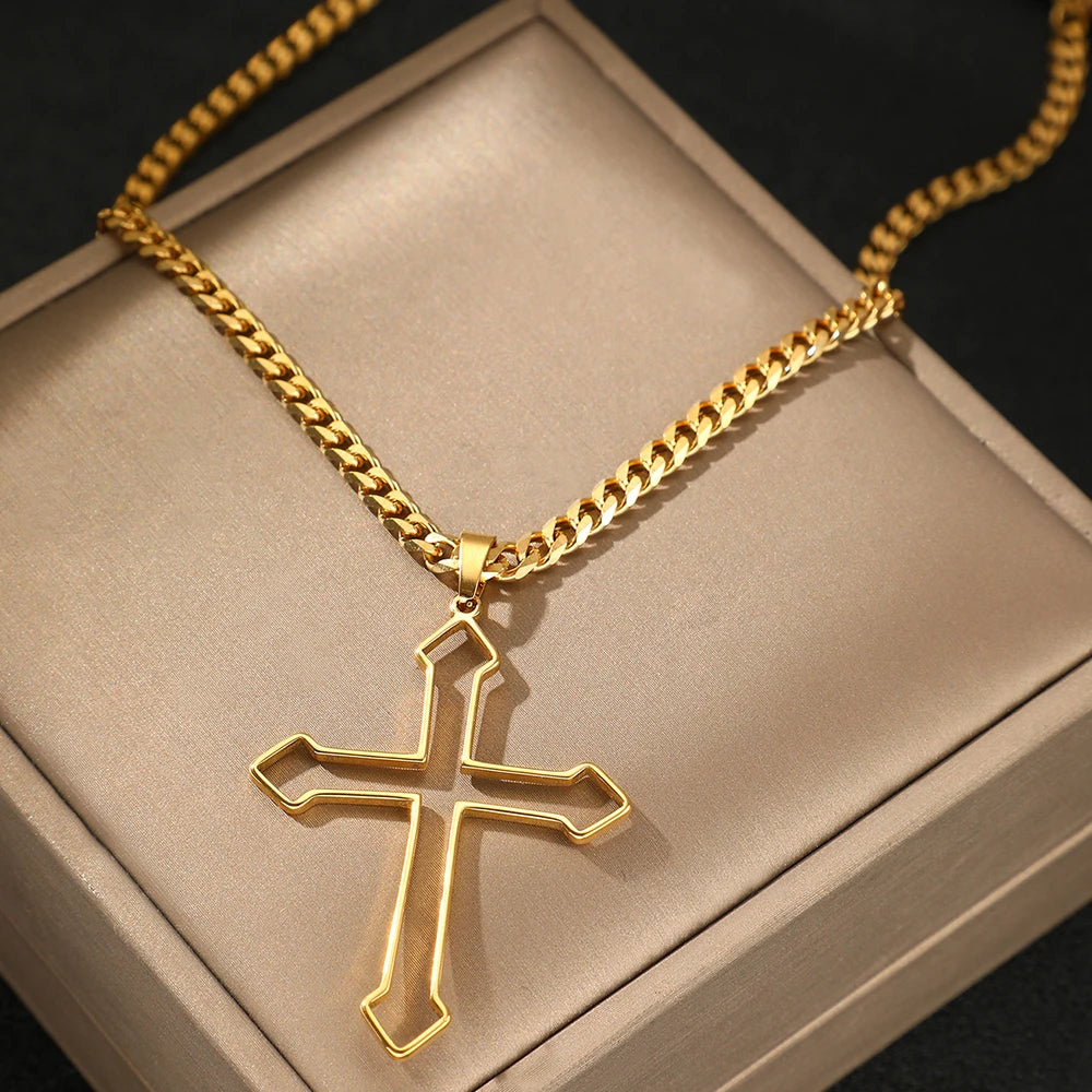 Modern Openwork Crucifix Necklace