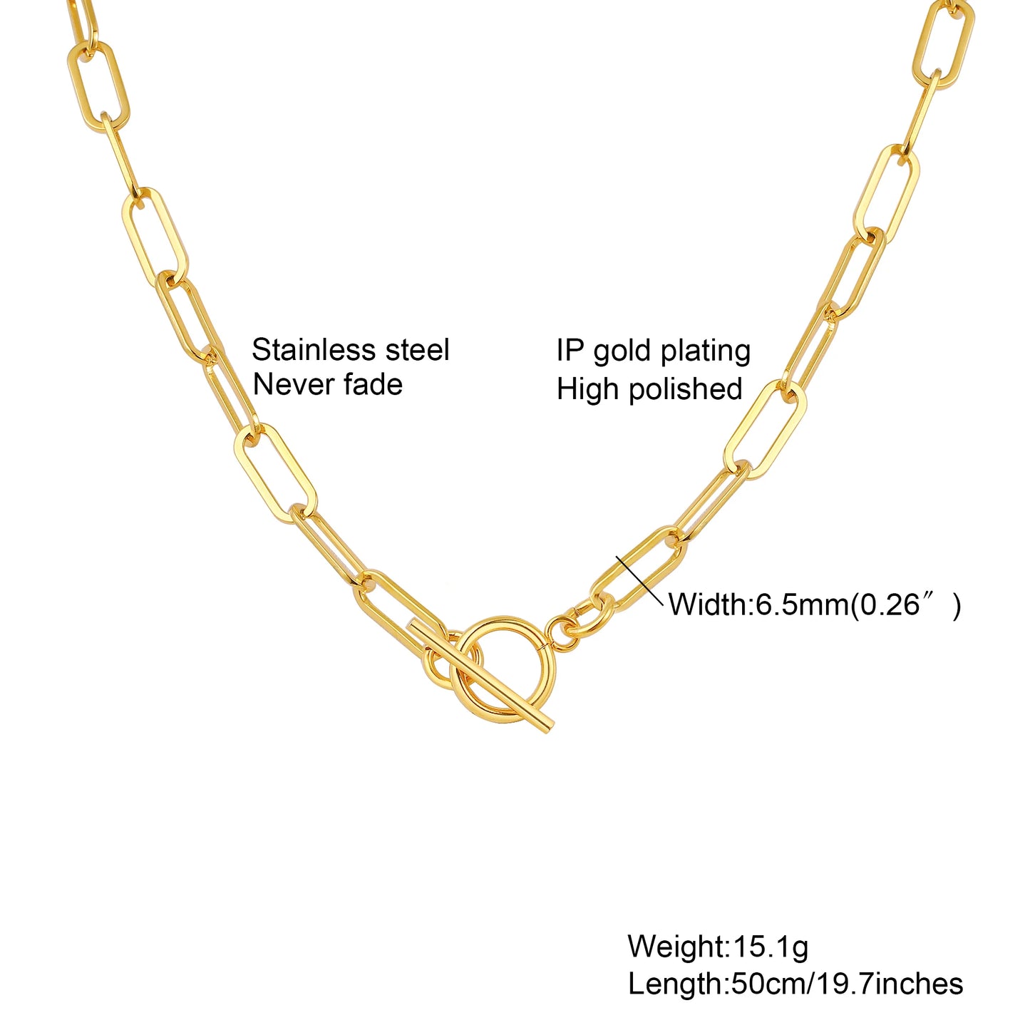 Polished Gold Oval Link Necklace
