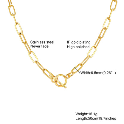 Polished Gold Oval Link Necklace