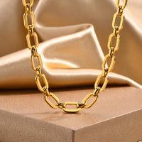 Polished Gold Oval Link Necklace