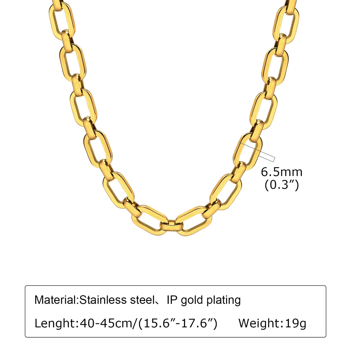 Polished Gold Oval Link Necklace