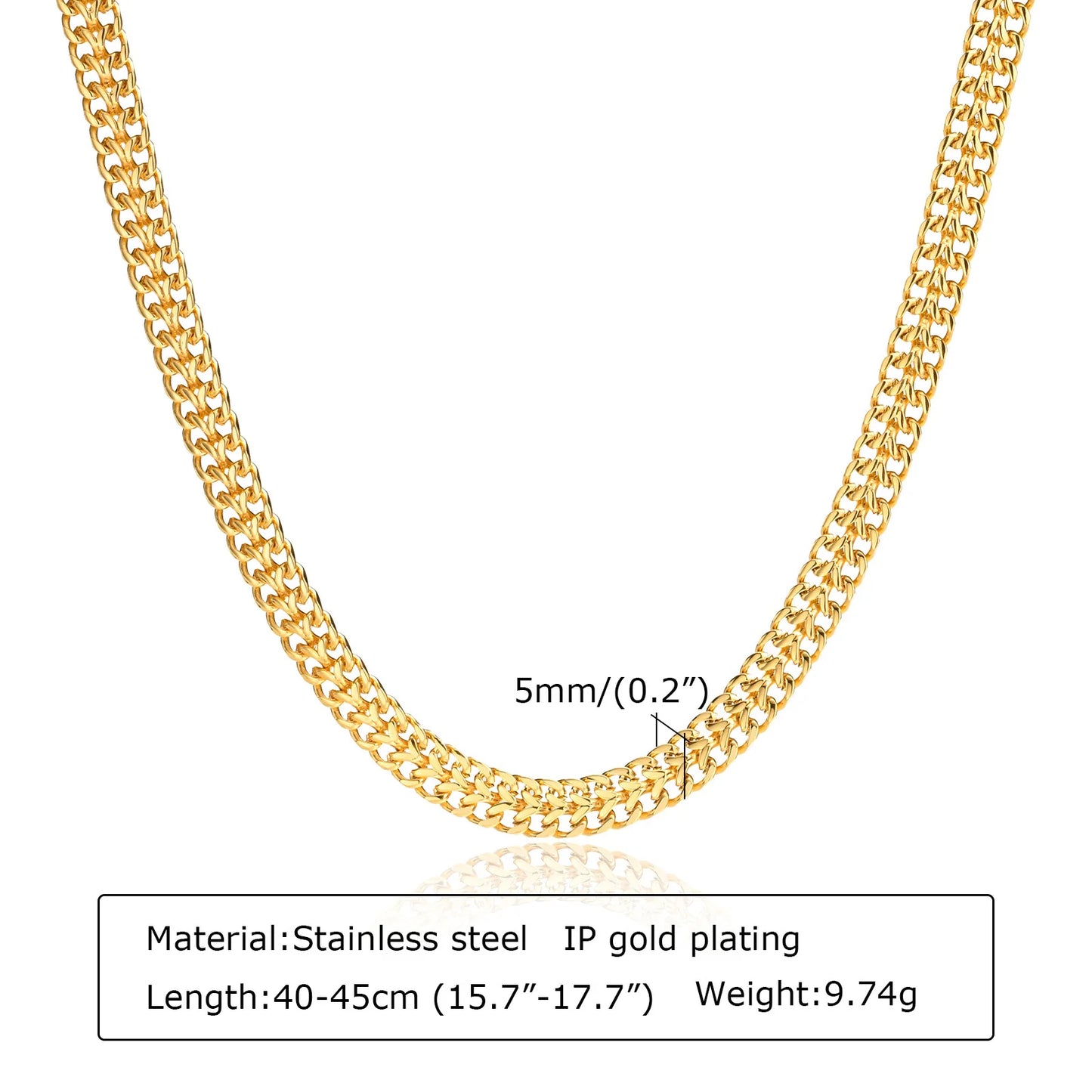 Polished Gold Oval Link Necklace