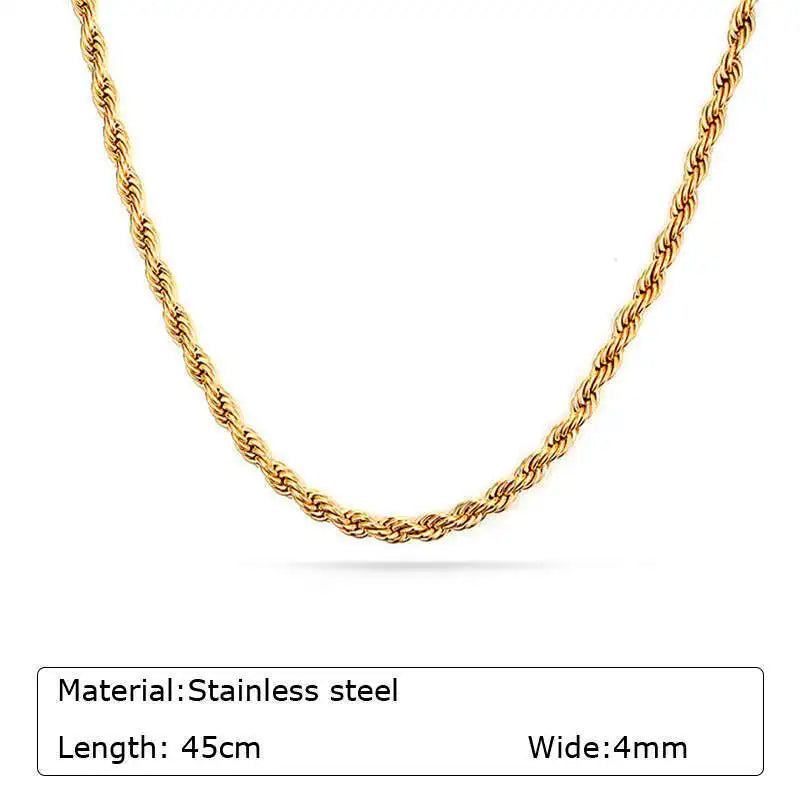 Polished Gold Oval Link Necklace