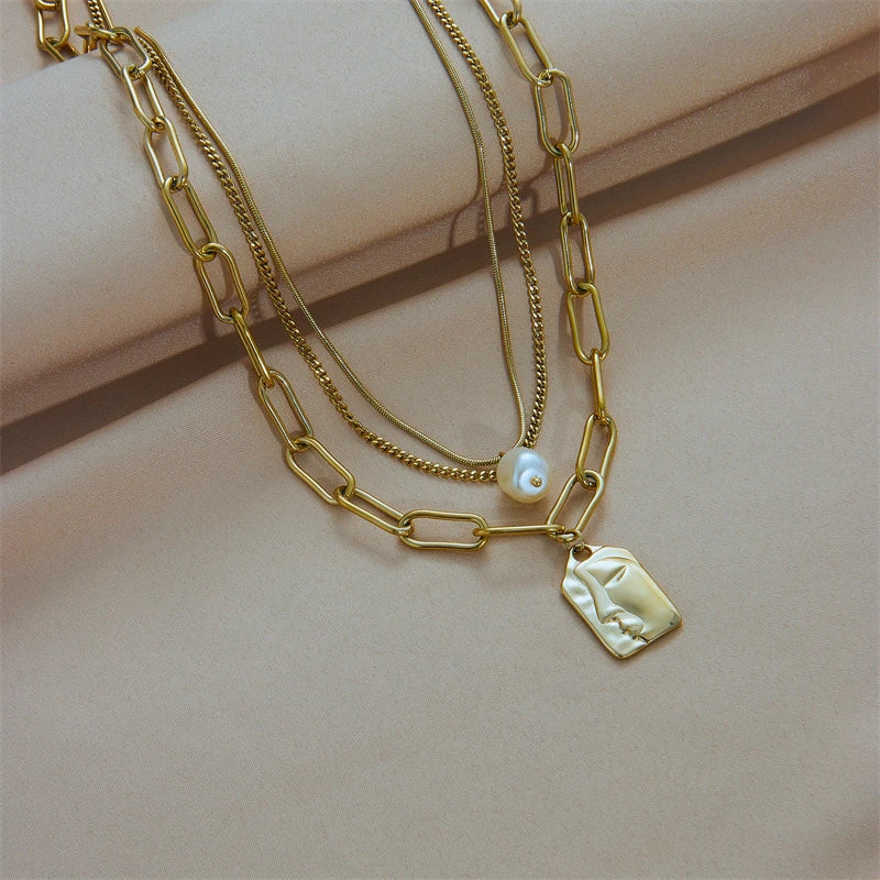 Signature Layered Portrait Pearl Necklace