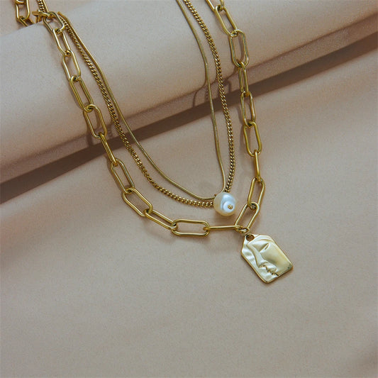 Signature Layered Portrait Pearl Necklace