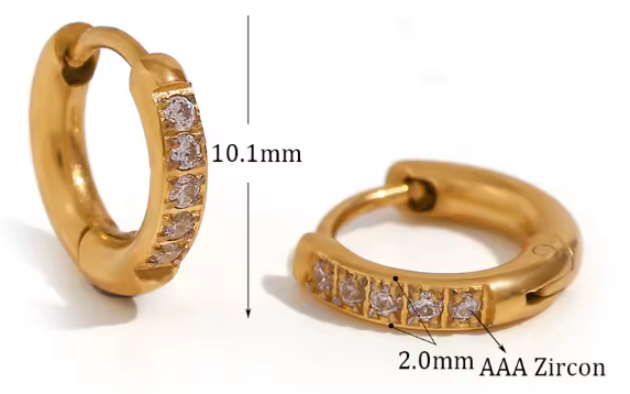 Abba’s Best Trendy Crystal Paved Huggie Hoop Earrings