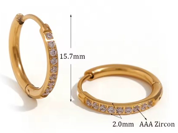 Abba’s Best Trendy Crystal Paved Huggie Hoop Earrings