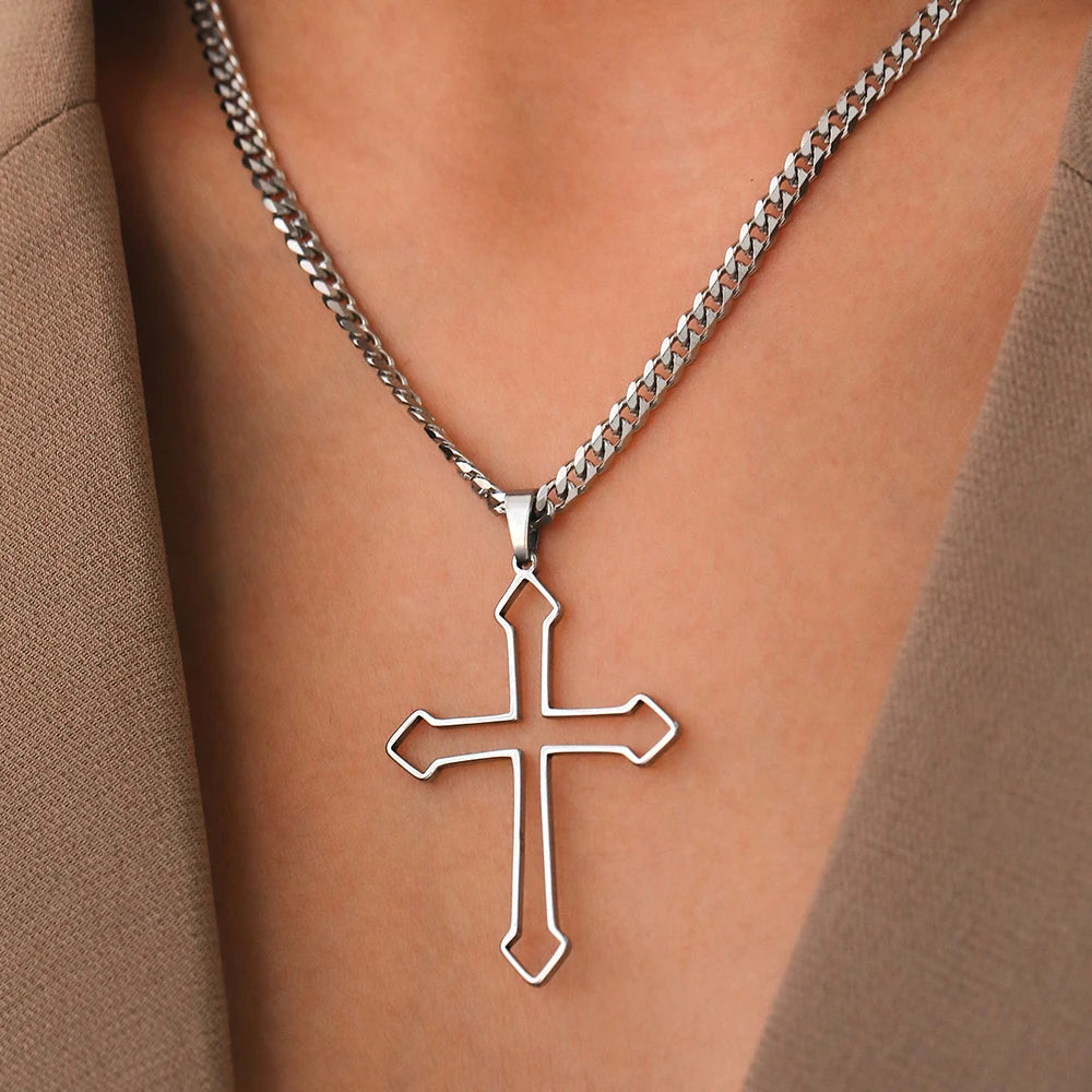 Modern Openwork Crucifix Necklace