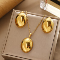 Stainless Steel 3D Round Ball Pendant Necklace and Earring Set for Women  Simple and Fashionable Commuter Accessories party Gift