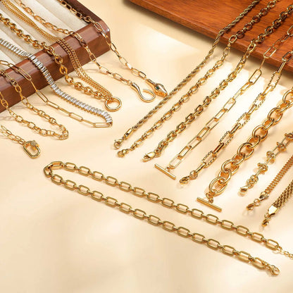 Polished Gold Oval Link Necklace