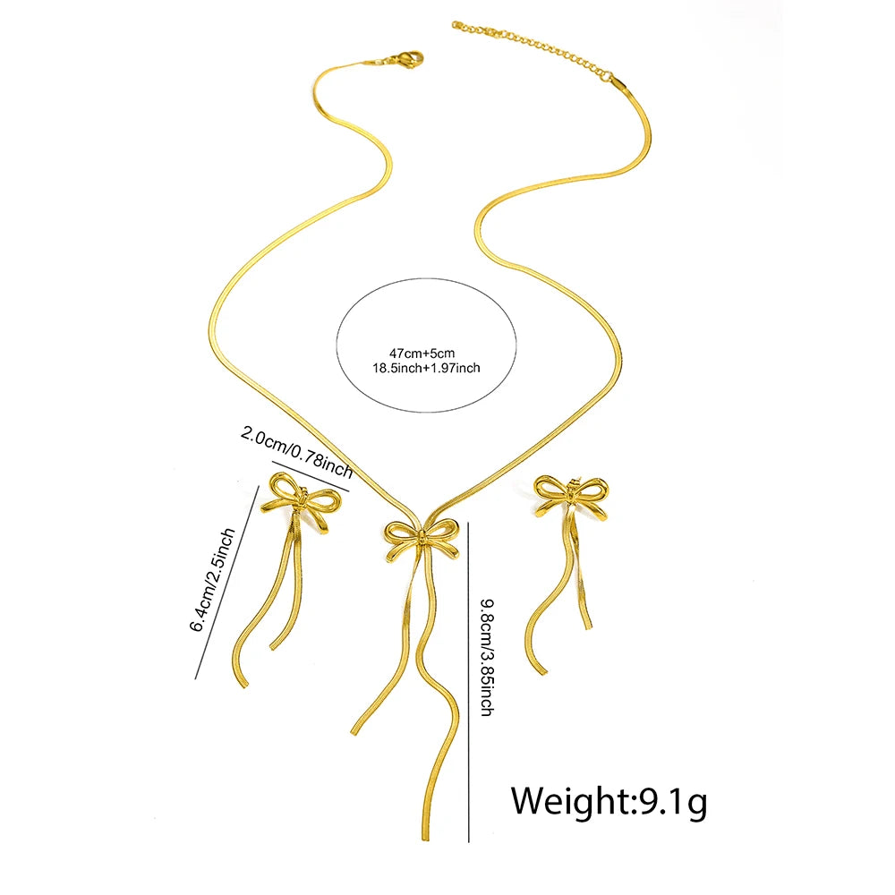 Parisian Bow Tassel Collar Chain