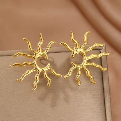 Sculpted Blazing Sun Steel Earrings