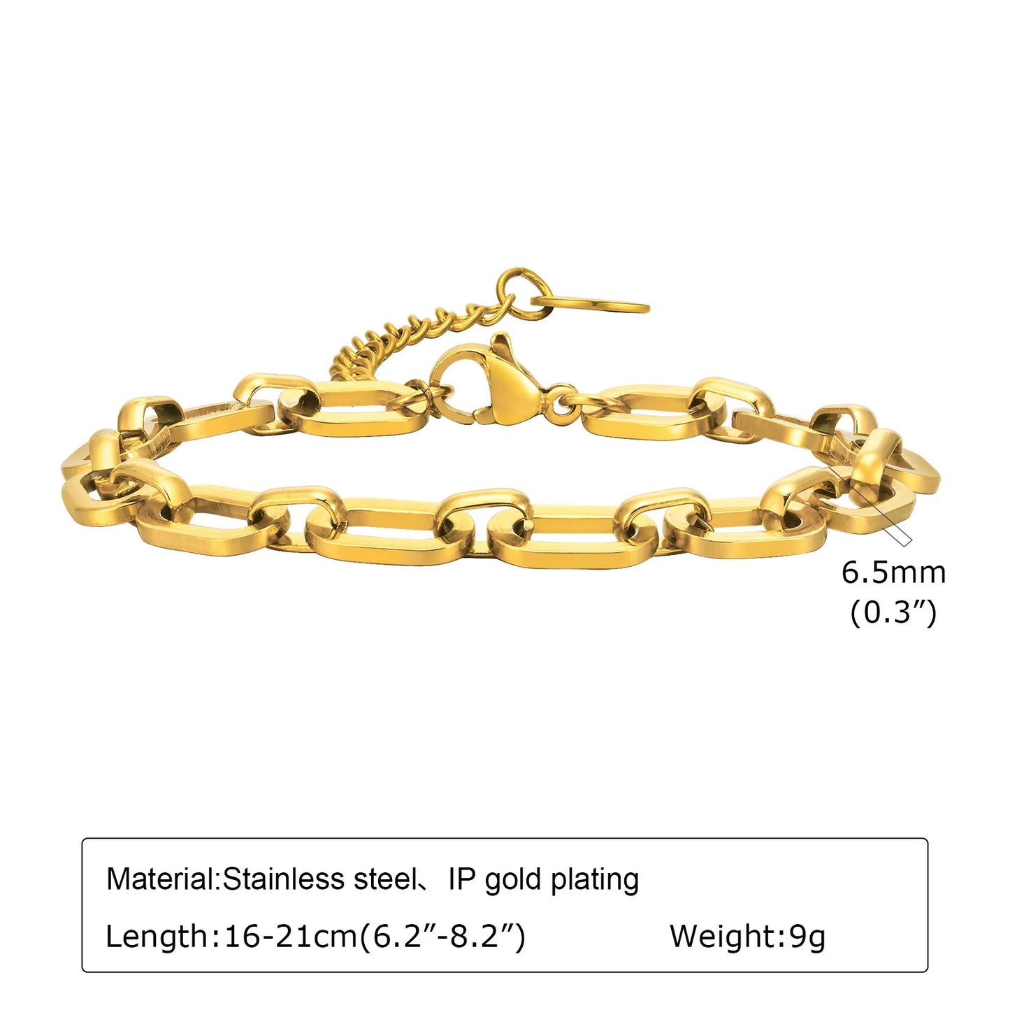 Polished Gold Oval Link Necklace