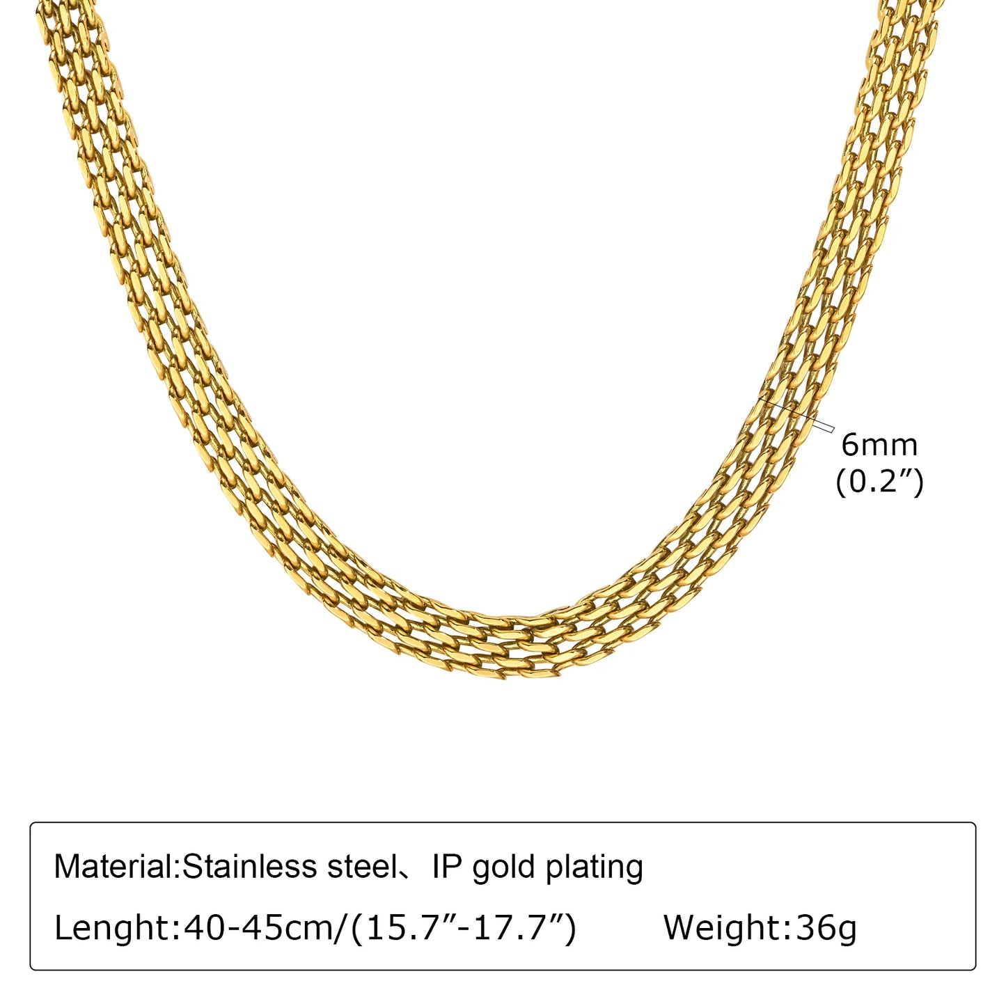 Polished Gold Oval Link Necklace