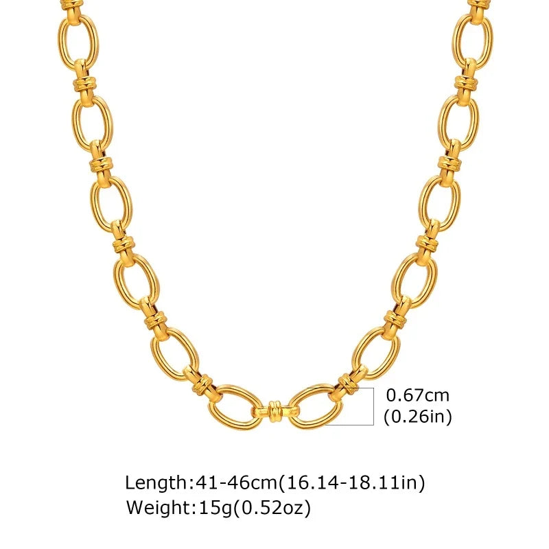 Polished Gold Oval Link Necklace