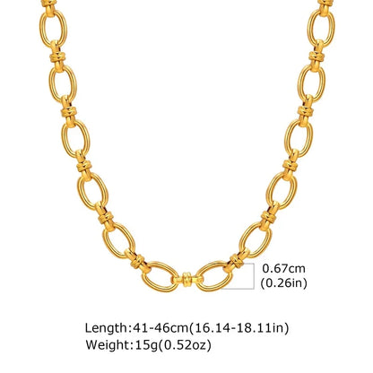 Polished Gold Oval Link Necklace
