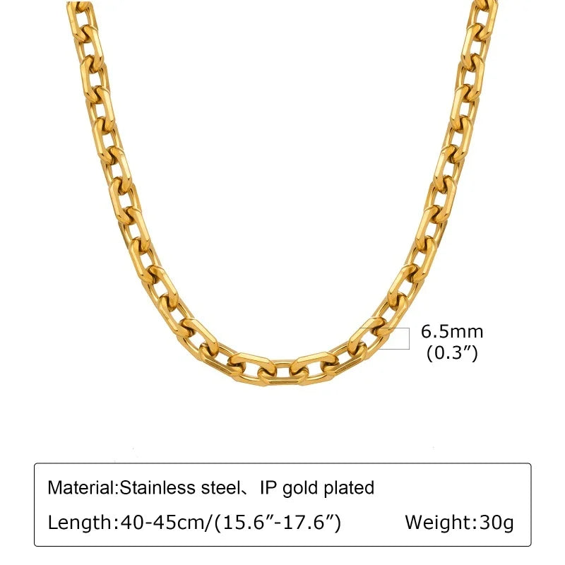 Polished Gold Oval Link Necklace