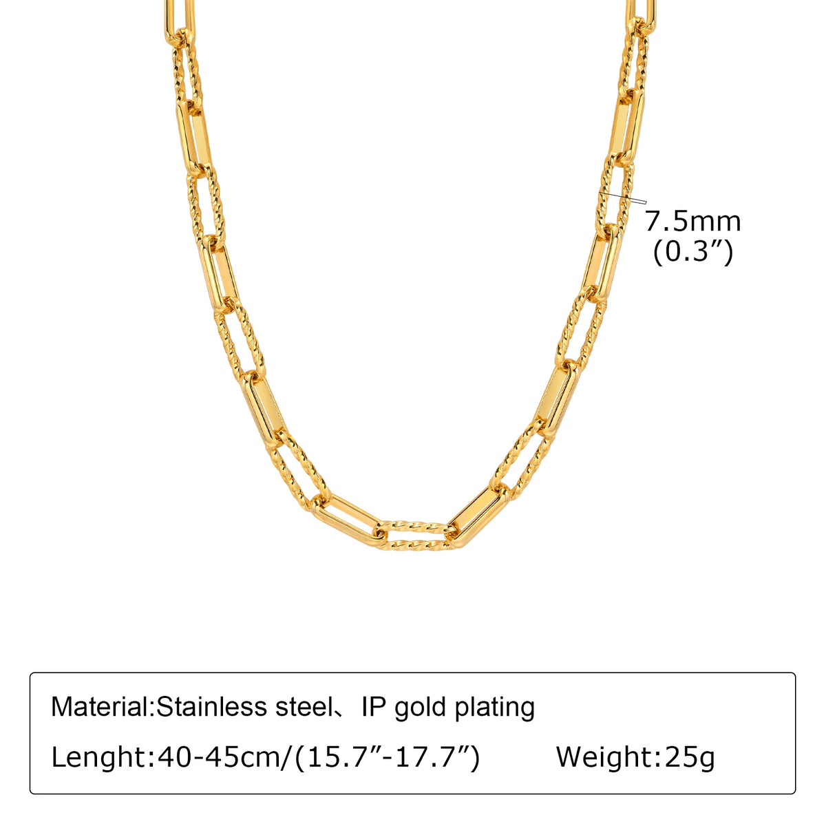 Polished Gold Oval Link Necklace