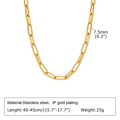 Polished Gold Oval Link Necklace